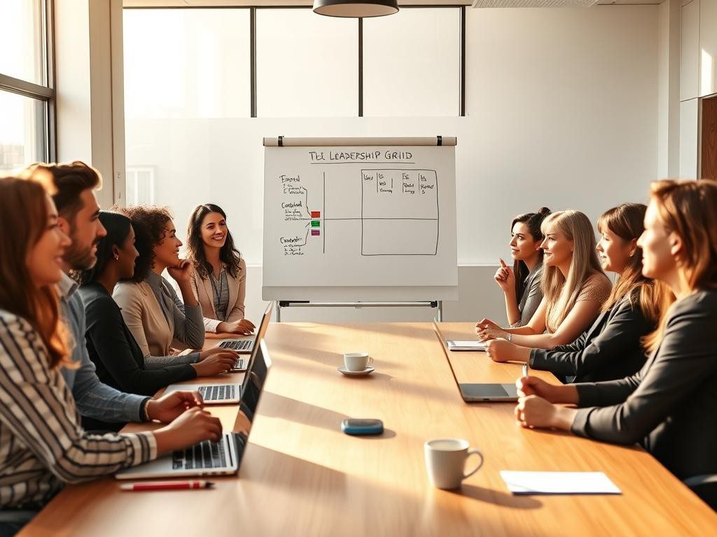 grupo diverso de lideres en una reunion moderna colaborativa y enfocada
