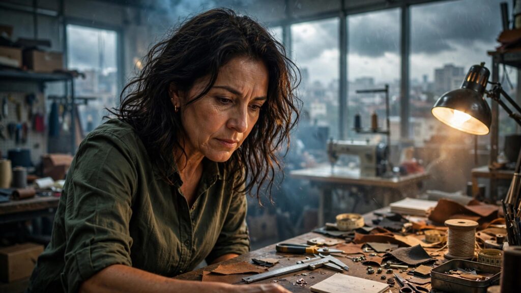 mujer empresaria mexicana trabajando en un taller de manufactura