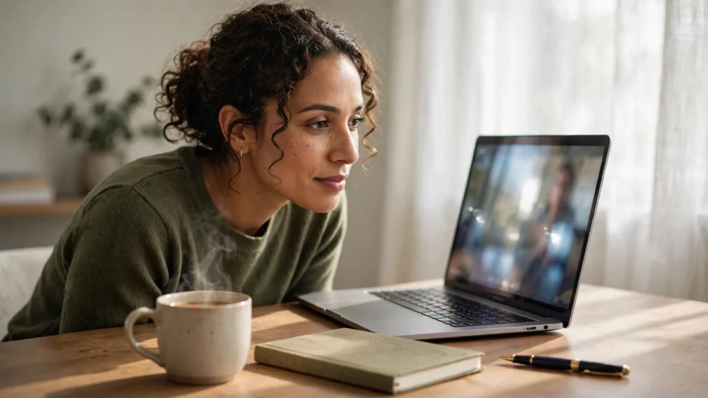 profesional atento en una reunion virtual desde su casa