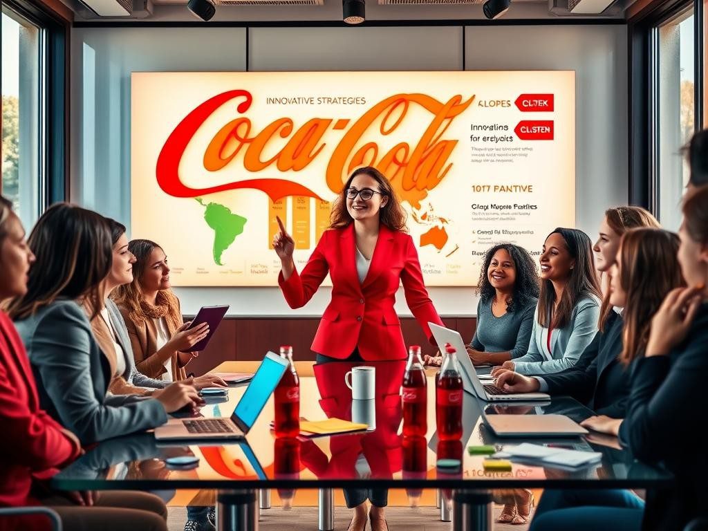 reunion moderna con profesionales diversos graficos coloridos y logo iluminado