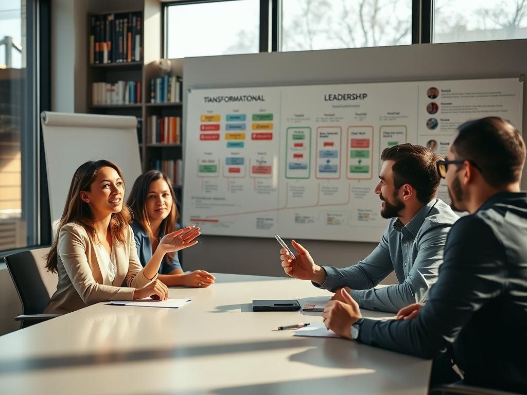 reunion moderna luz calida profesionales discuten ideas y liderazgo